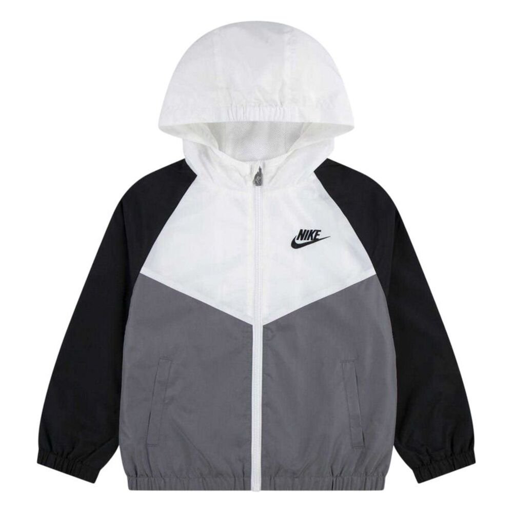 Nike Childrens/Kids Chevron Windbreaker / Black/White/Gray